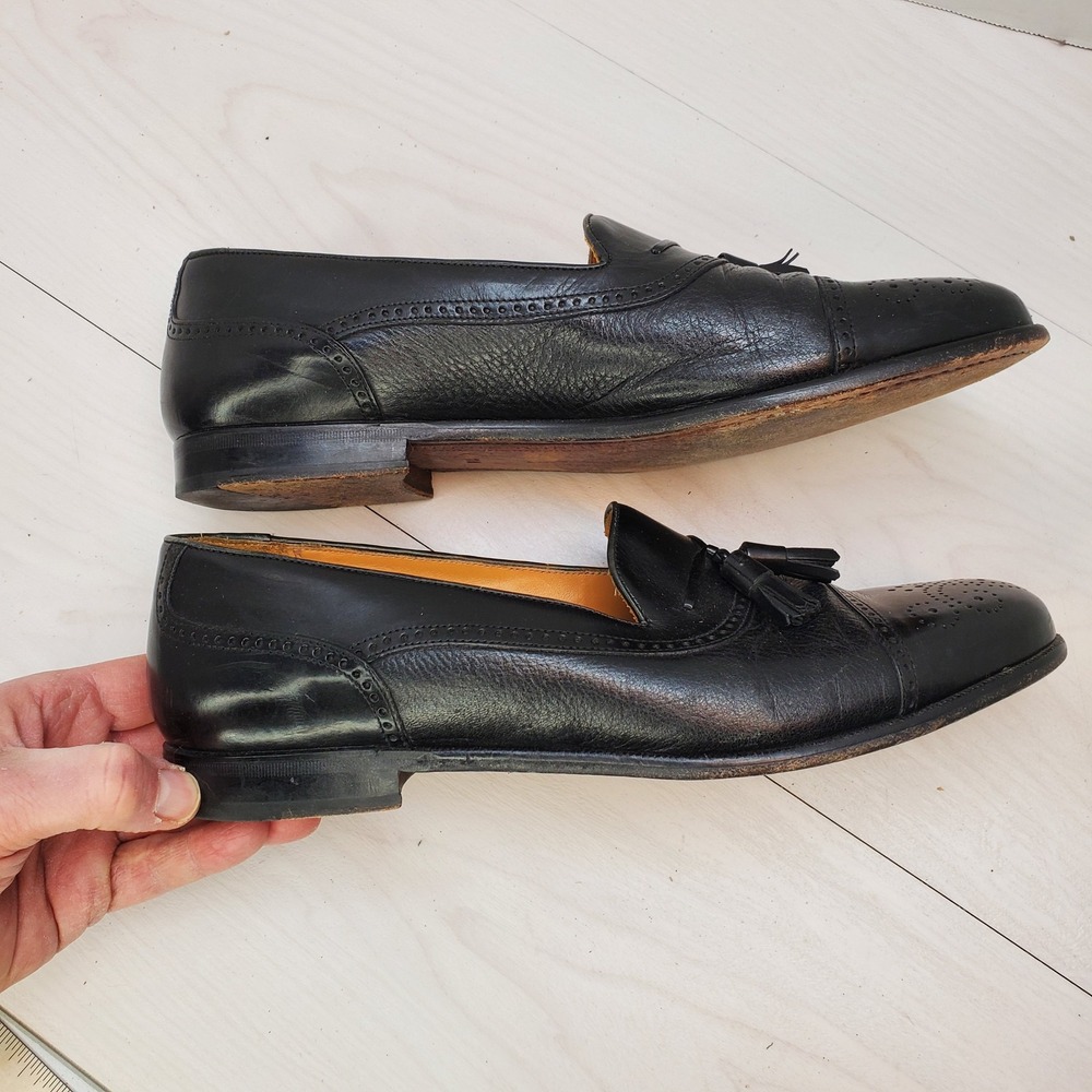Mezlan Havana‎ 404M Mens Black Leather Tassel Loafers Wingtip Brogue Spain 11 M - Picture 5 of 13